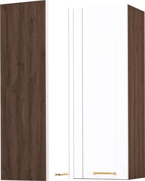 Szafka narożna górna wys.100cm (litera L) Laurencja (biały lakier mat/orzech Foresta)