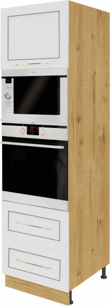 Wysoka zabudowa piekarnika lewa 2 Laurencja (biały lakier mat/dąb Soma ciemny)