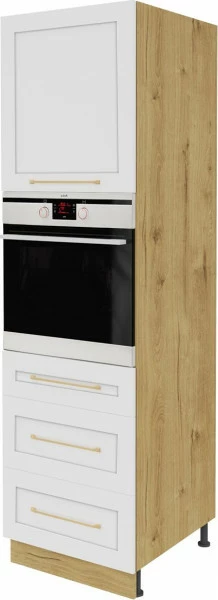 Wysoka zabudowa piekarnika lewa Laurencja (biały lakier mat/dąb Soma ciemny) 