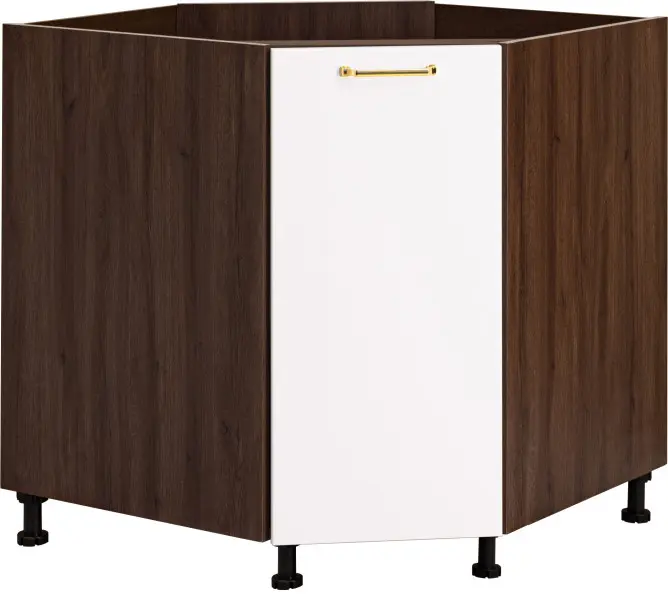 Szafka narożna dolna Loara na kosz obrotowy (biały połysk/orzech Foresta)