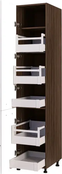 Zabudowa gospodarcza prawa z szufladami wewnątrz Loara (biały połysk/orzech Foresta)