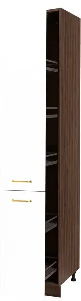 Wysoka zabudowy gospodarcza z półkami 30cm Loara (biały połysk/orzech Foresta)