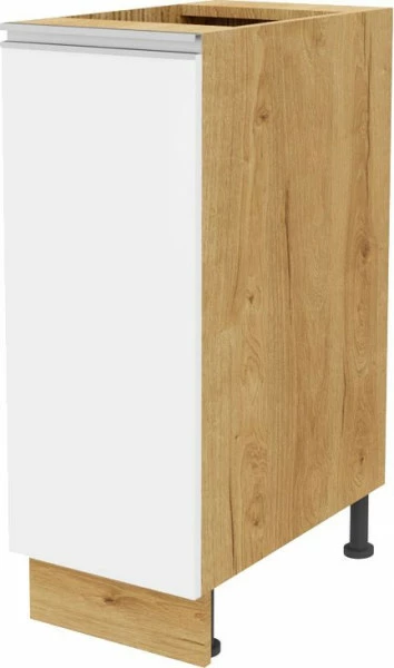 Szafka 30 dolna lewa Monia (biały połysk/dąb Soma ciemny)
