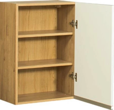 Szafka 50 górna prawa Monia (biały połysk/dąb Soma ciemny) 