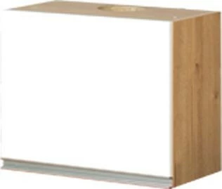 Szafka 50x43 nad okap teleskopowy Monia (biały połysk/dąb Soma ciemny) 