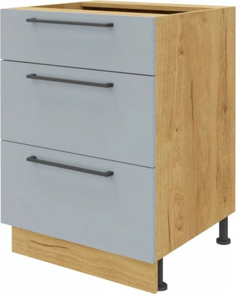 Szafka 60 dolna szufladowa Monia z Easy Box (szary/dąb Soma ciemny)