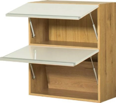 Szafka 60 górna dzielona Monia (biały połysk/dąb Soma ciemny)