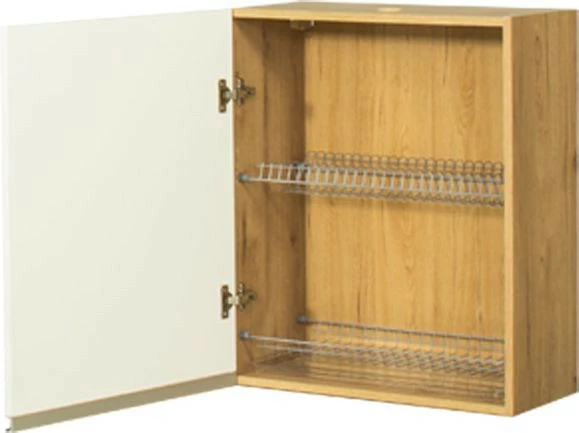 Szafka 60 górna lewa Monia na suszarkę (biały połysk/dąb Soma ciemny)