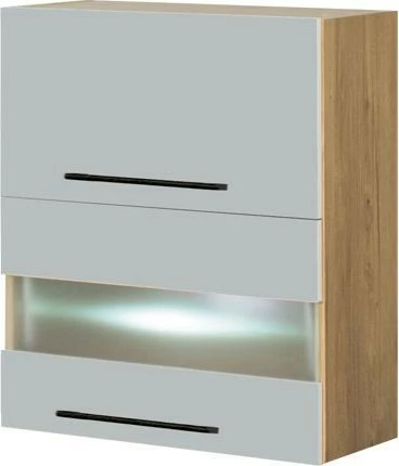 Szafka 60 górna witryna LED Monia (szary/dąb Soma ciemny)