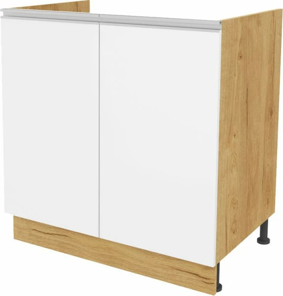 Szafka 80 dolna zlew Monia (biały połysk/dąb Soma ciemny)