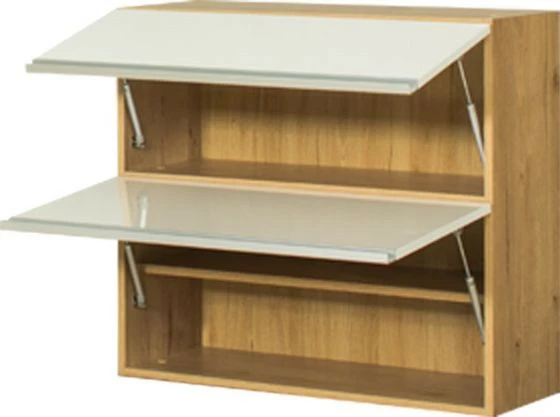 Szafka 80 górna dzielona Monia (biały połysk/dąb Soma ciemny)