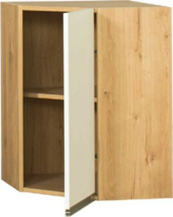 Szafka narożna górna Monia (biały połysk/dąb Soma ciemny) 