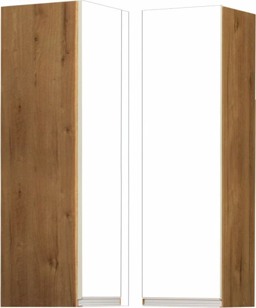 Szafka narożna górna (litera L) Monia 100cm (biały połysk/dąb Soma ciemny)