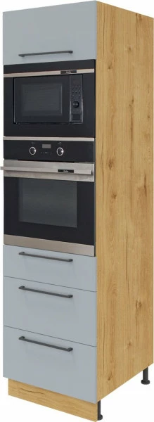 Wysoka zabudowa piekarnika/mikrofali Monia (szary/dąb Soma ciemny)
