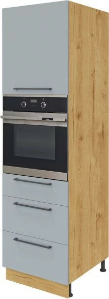 Wysoka zabudowa piekarnika/mikrofali Monia z easy box (szary/dąb Soma ciemny)