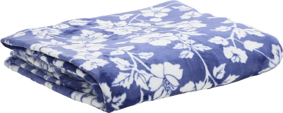 Koc flanelowy Blue Flowers 36 (granatowy/biały)