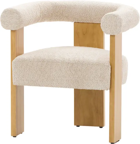 Krzesło drewniane Velu 43 (boucle beż/jasne drewno)