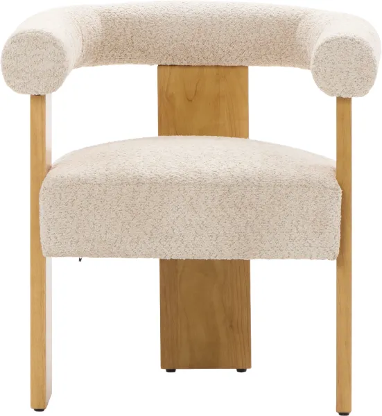 Krzesło drewniane Velu 43 (boucle beż/jasne drewno)