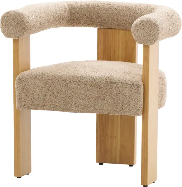 Fotel Velu 43 (boucle cappuccino/jasne drewno)