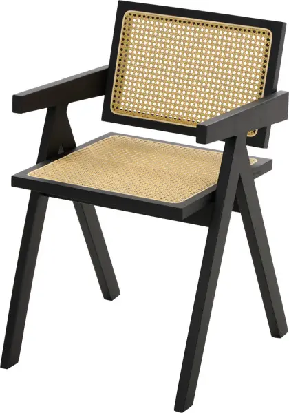 Krzesło drewniane Nerivo 41 (rattan/czarny)