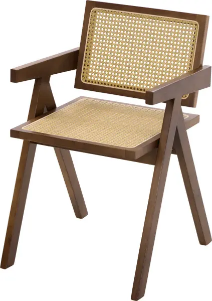 Krzesło drewniane Nerivo 41 (rattan/orzech) 