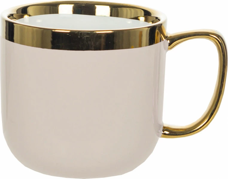 Kubek ceramiczny Cindy (beżowy ze złotym paskiem)