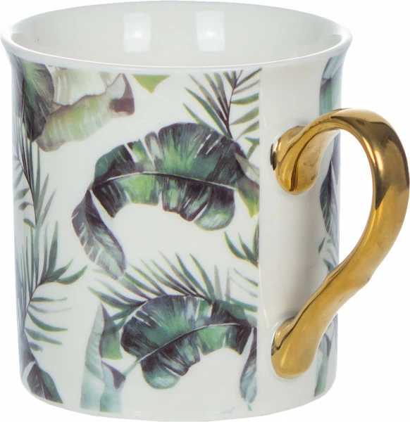 Kubek ceramiczny Cindy (biały - liście) 