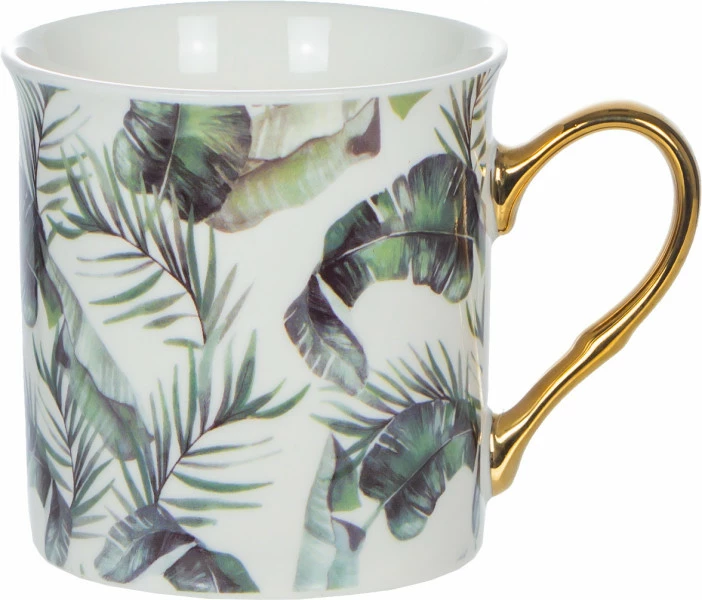 Kubek ceramiczny Cindy (biały - liście)