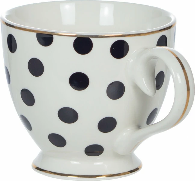 Kubek ceramiczny Cindy (biały w czarne kropki) 
