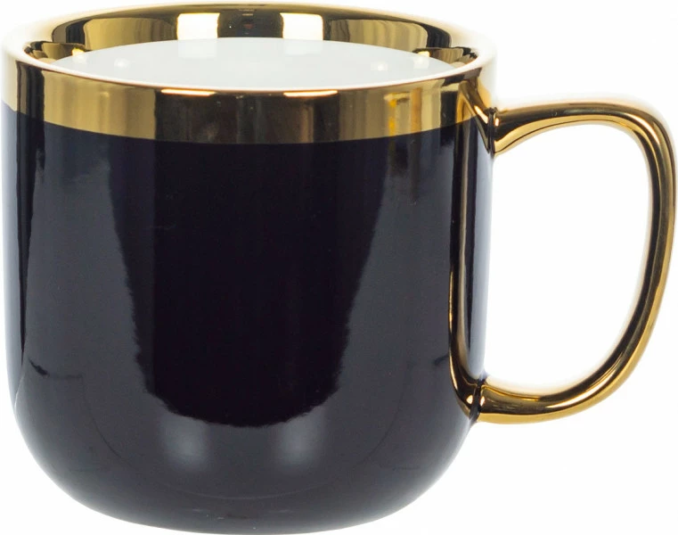 Kubek ceramiczny Cindy (czarny ze złotym paskiem)