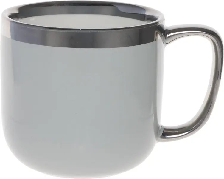 Kubek ceramiczny Cindy (szary ze srebrnym paskiem)