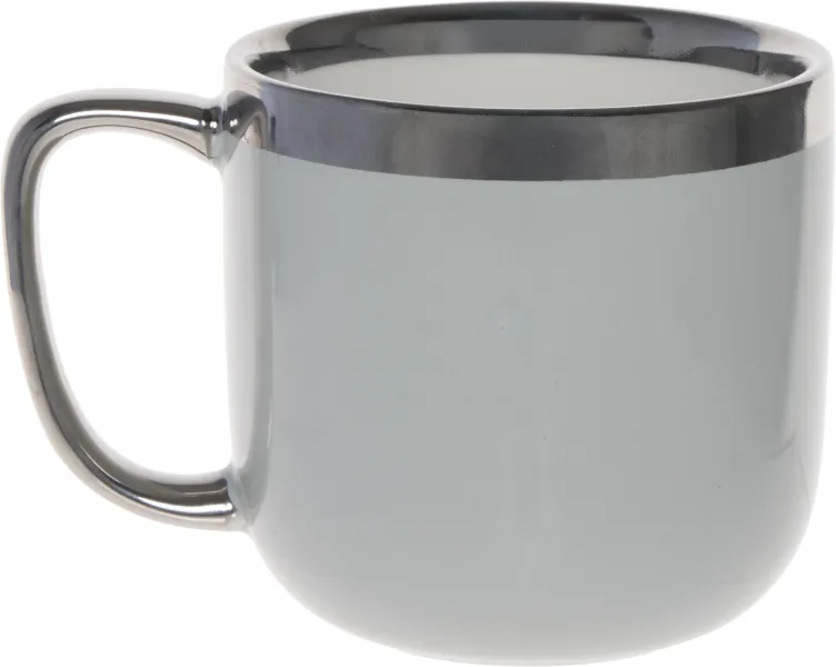 Kubek ceramiczny Cindy (szary ze srebrnym paskiem)