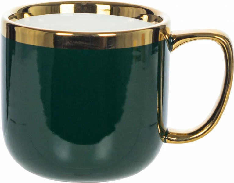 Kubek ceramiczny Cindy (zielony ze złotym paskiem) 