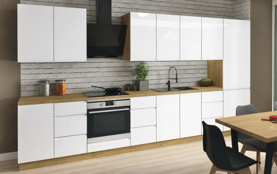 Szafka 40 górna prawa Kampara (Biały lakier/dąb Soma ciemny)