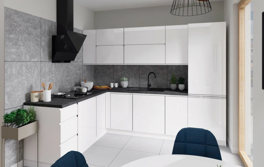 Szafka narożna dolna prosta prawa Kampara (biały lakier/biały)