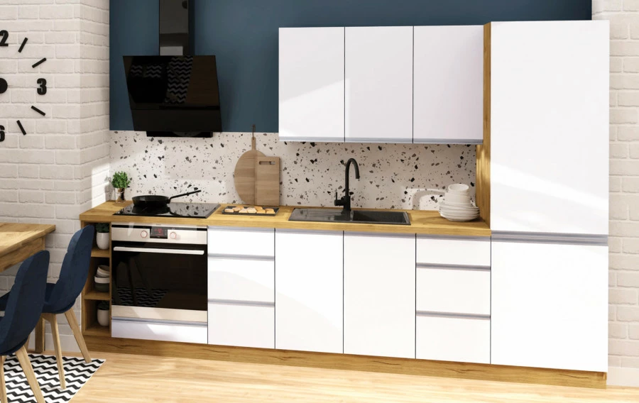 Szafka 40 górna prawa Monia (biały połysk/dąb Soma ciemny)