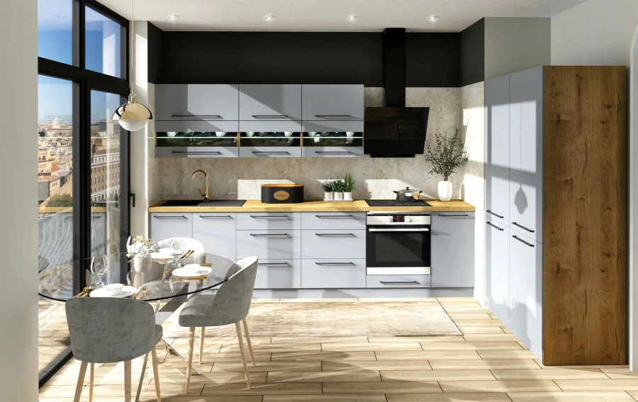 Wysoka zabudowa gospodarcza prawa Monia (szary/dąb Soma ciemny)