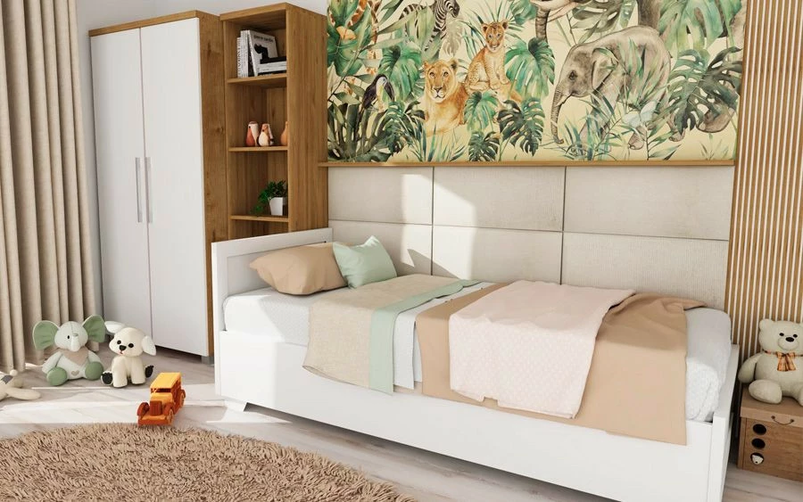 Szafa 2-drzw. z półkami Panama (biały-połysk/dąb Soma ciemny) 