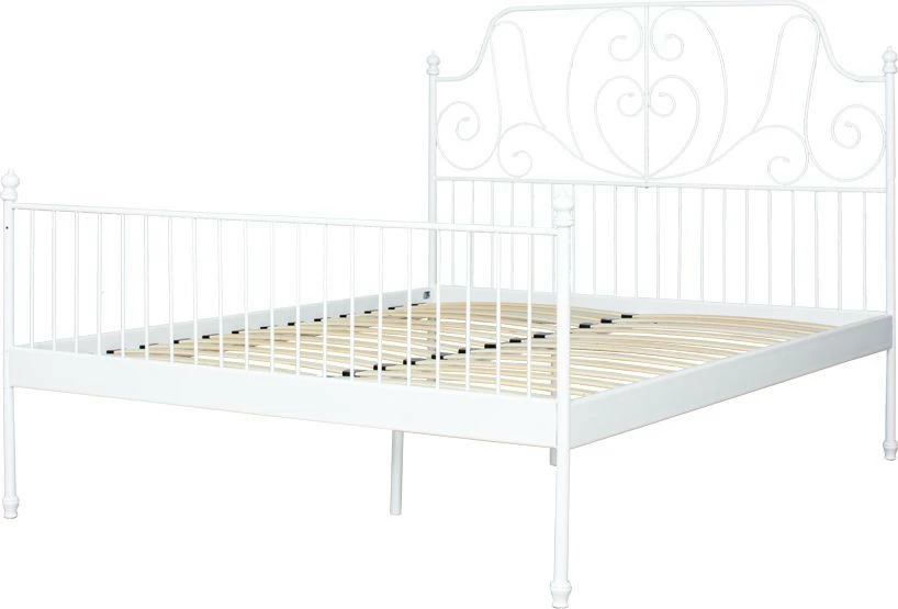 Łóżko metalowe (bez materaca) Rosalia 1 (białe) ze stelażem 