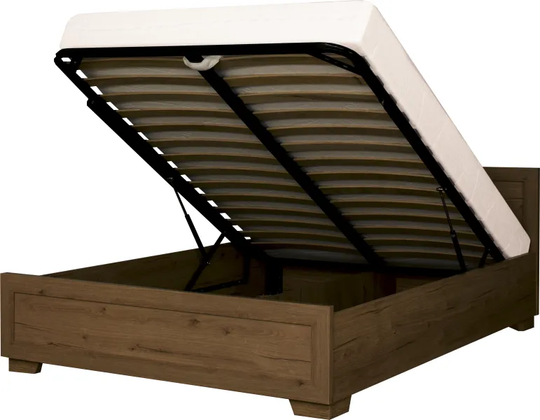 Łóżko 2-osobowe 140 Majorka (orzech Foresta) ze stelażem i pojemnikiem