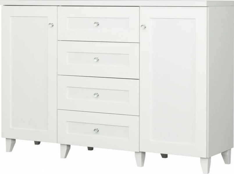Komoda z drzwiami z 4 szufladami Majorka (biały) 