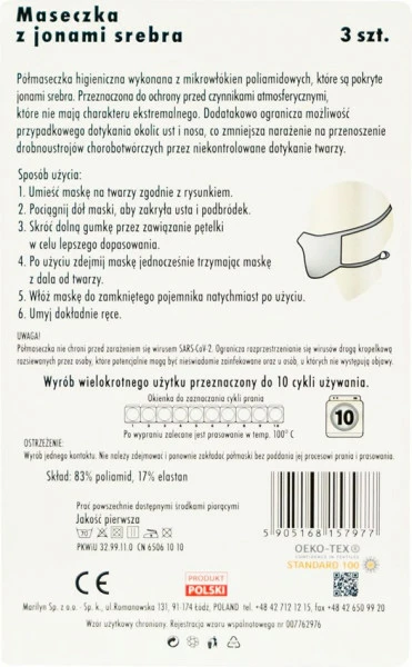 Maseczka ochronna na twarz (3szt) biała 