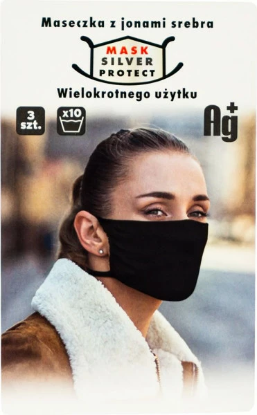 Maseczka ochronna na twarz (3szt) czarna 