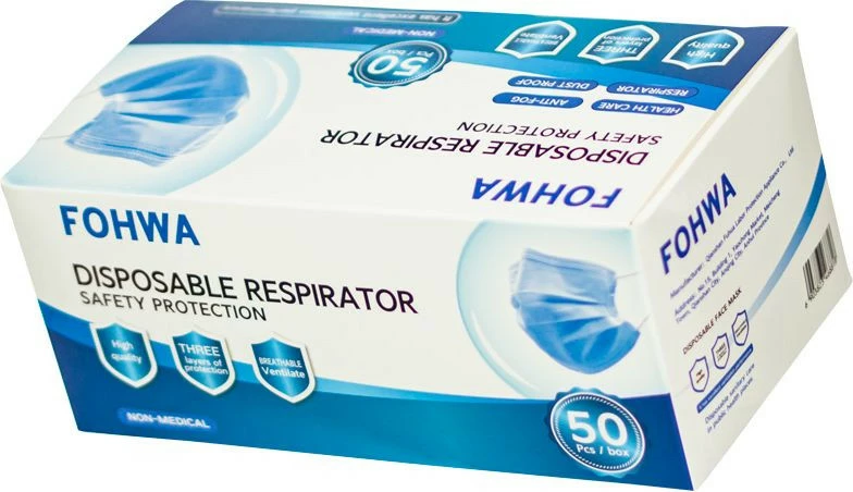 Maseczka ochronna na twarz (50szt) niebieska 