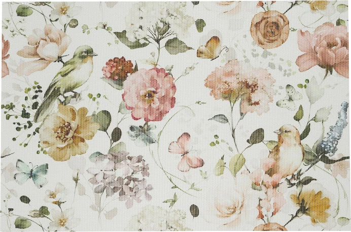 Mata stołowa prostokątna 25 (biały-kwiaty)