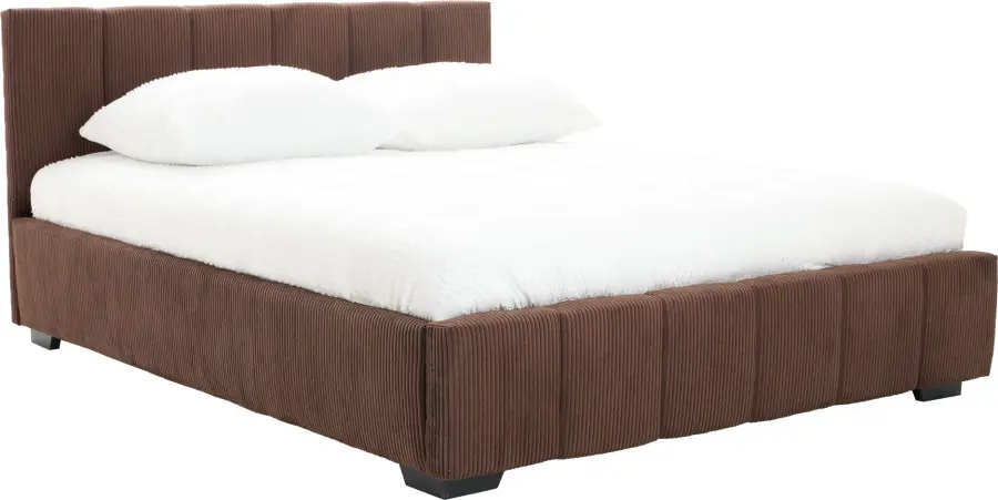 Łóżko tapicerowane 160 Mindy (sztruks czekoladowy brąz) ze stelażem i pojemnikiem