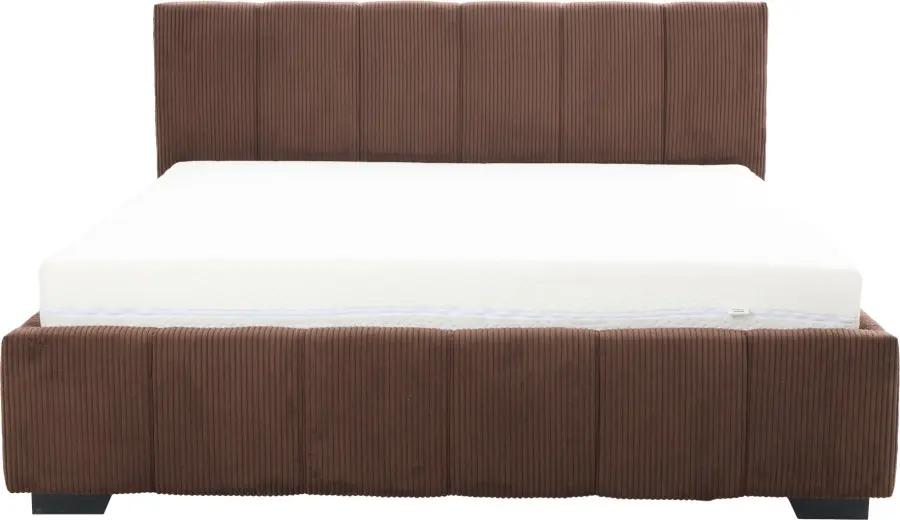 Łóżko tapicerowane 160 Mindy (sztruks czekoladowy brąz) ze stelażem i pojemnikiem