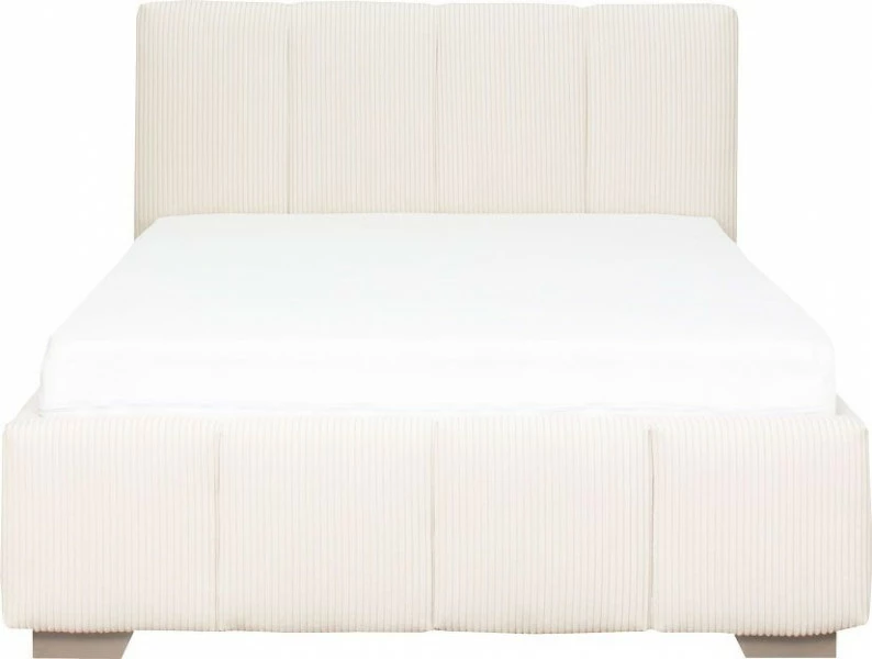 Łóżko tapicerowane 120 Mindy (sztruks beż) ze stelażem i pojemnikiem