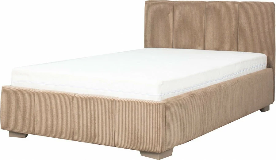 Łóżko tapicerowane 120 Mindy (sztruks brąz) ze stelażem i pojemnikiem 