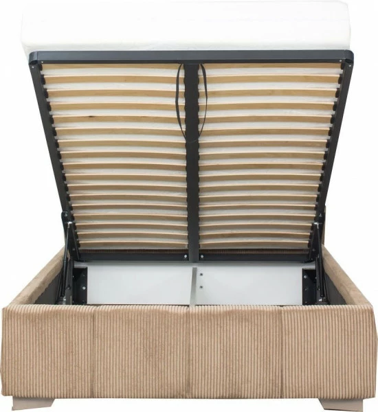 Łóżko tapicerowane 120 Mindy (sztruks brąz) ze stelażem i pojemnikiem